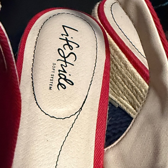 LifeStride Socialite Women's Red Espadrille small wedge Slingbacks size 11 - Picture 2 of 5